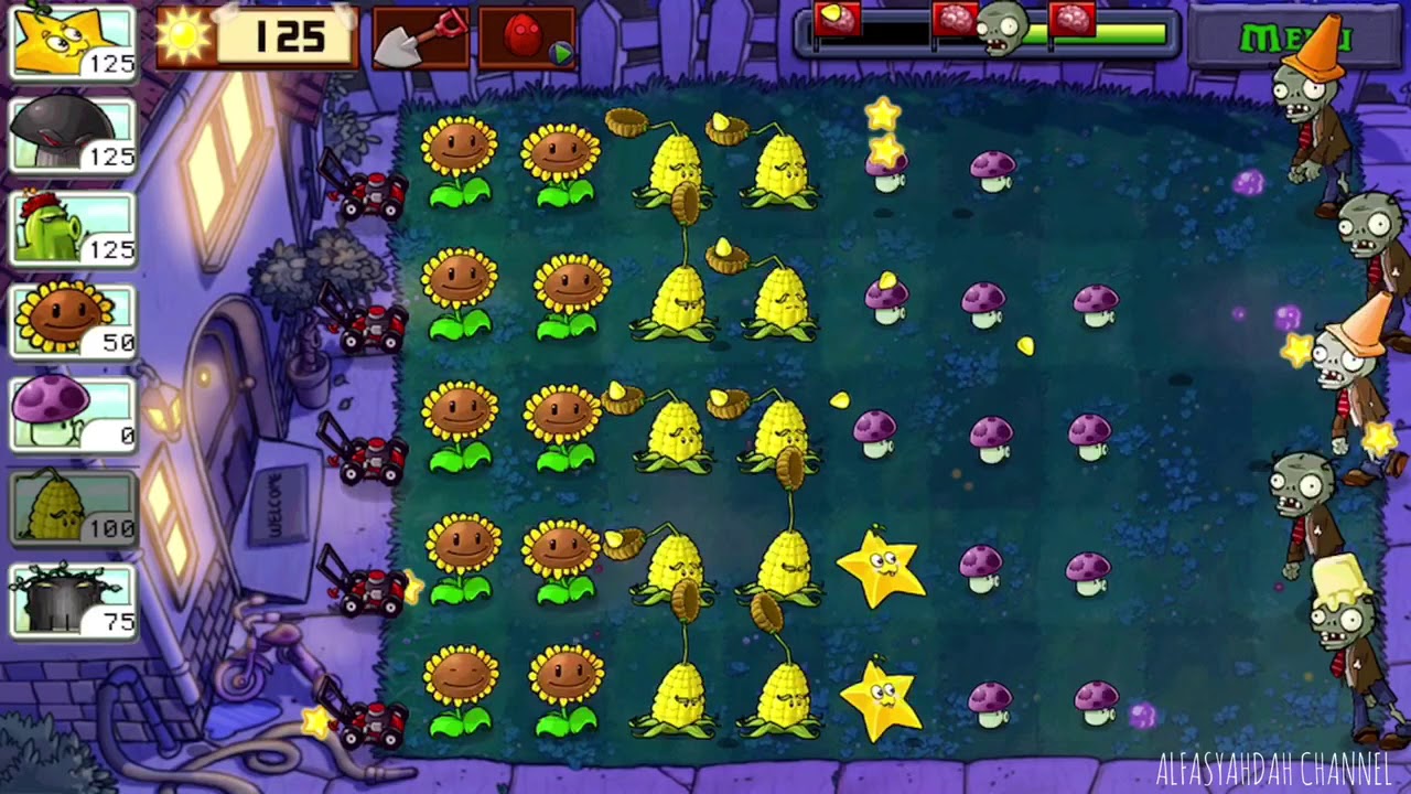 Plants vs zombies Night level 7 ! Adventure 2 ! 100% easy ! No hack