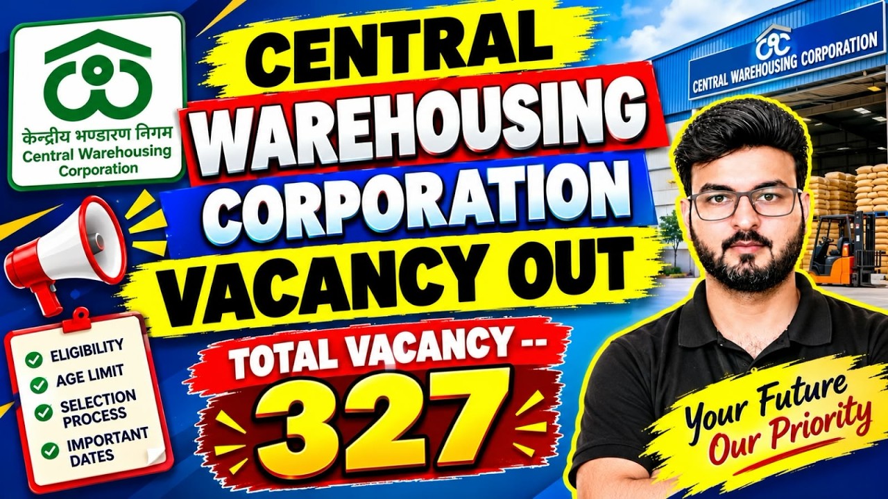 Central Warehousing Corporation Vacancy 2026 | cwc recruitment 2026 | cwc Latest Update By Arun sir