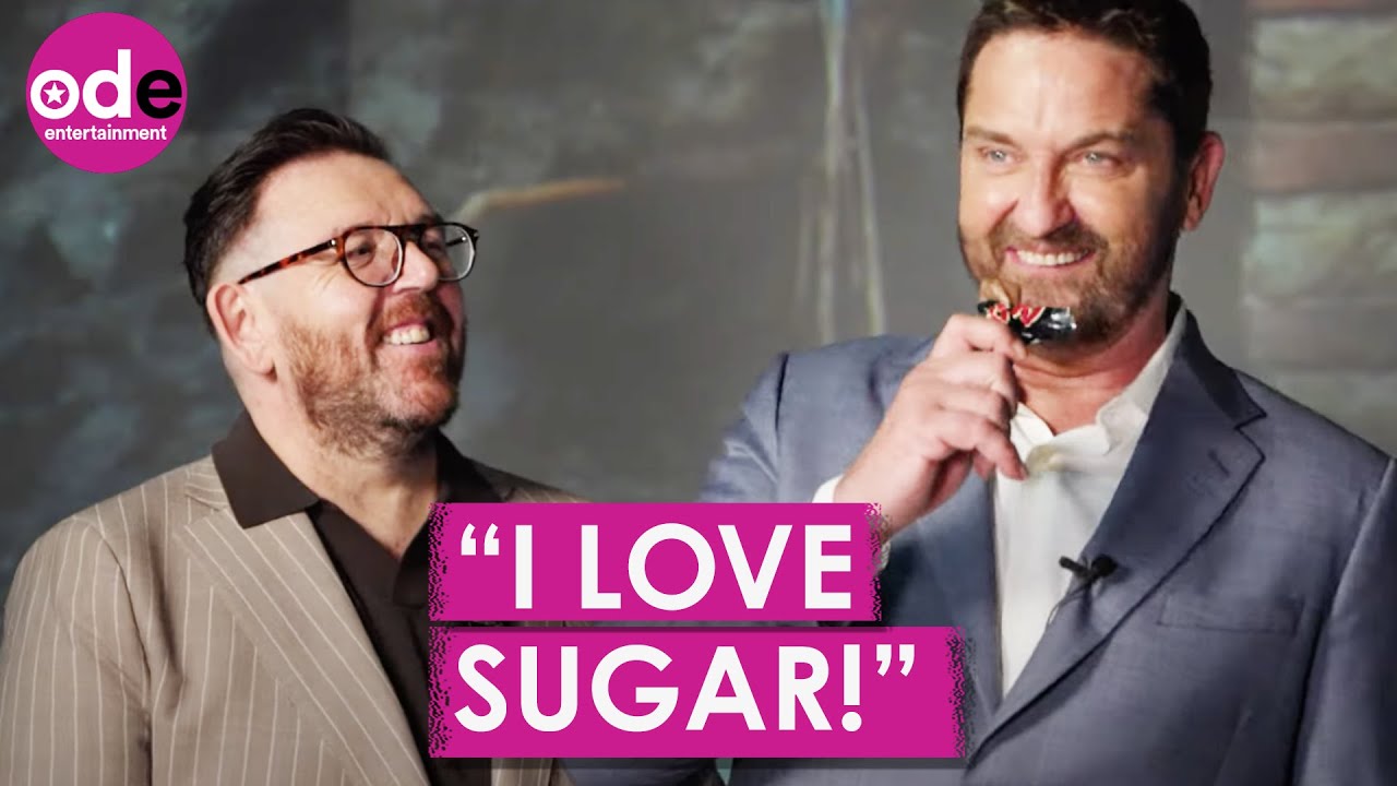 Gerard Butler & Nick Frost Get Very Excited Over A Chocolate Bar