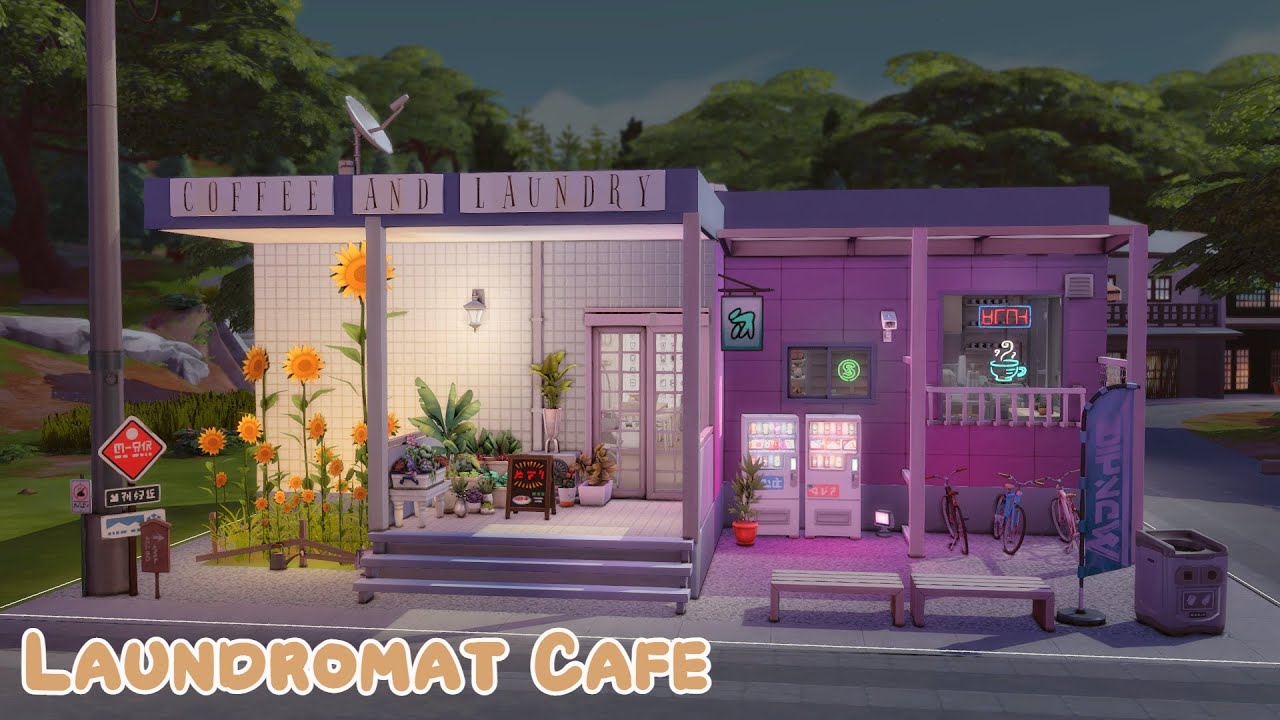 Laundromat Café ☕🧺 | Coffee & Laundry | The Sims 4 | No CC - Gallery Art Used | Stop Motion Build