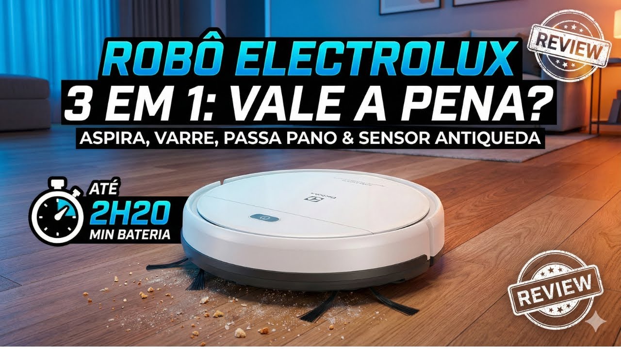 Robô Aspirador Electrolux ERB11 Vale a Pena ? 3 em 1, Sensor Antiqueda e Até 2h20 de Autonomia!