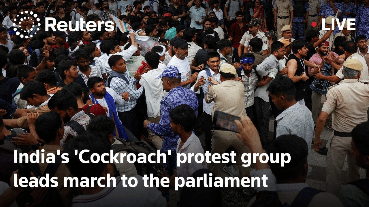 LIVE: : India's 'Cockroach' protest group leads march to parliament