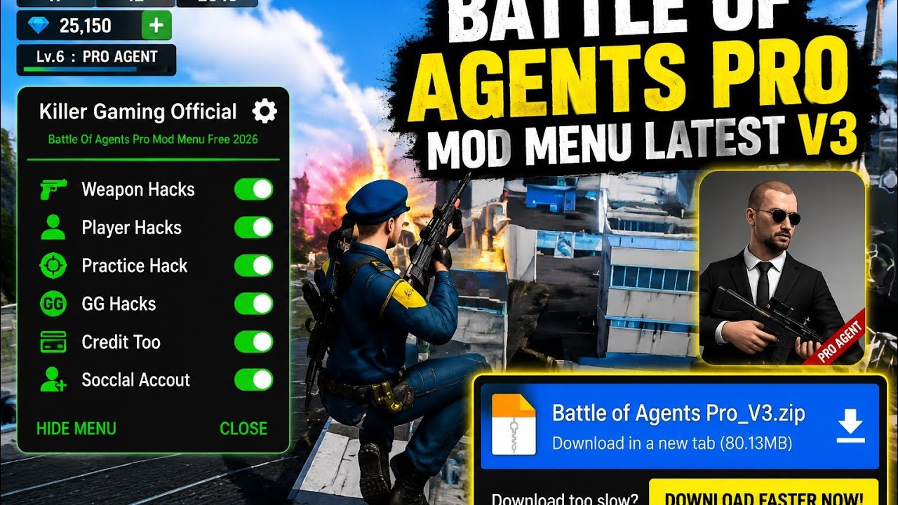 Battle Of Agent Pro Game Hack | Watch Full Tutorial | @prince-mods | Subscribe My You Tube Channel |