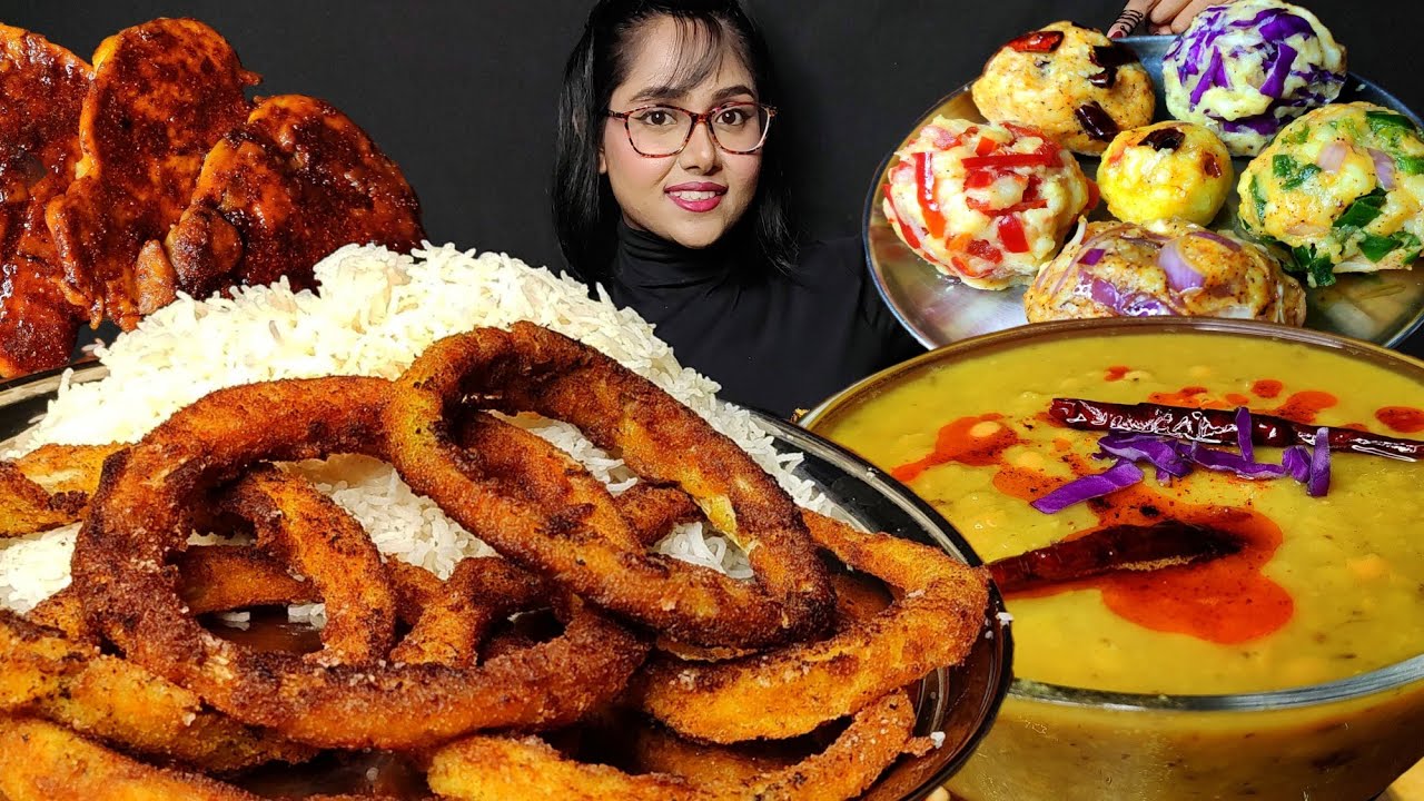 Eating Different types of Bharta, Daal, Veg Rings, Pakoda | Big Bites | Asmr Eating | Mukbang