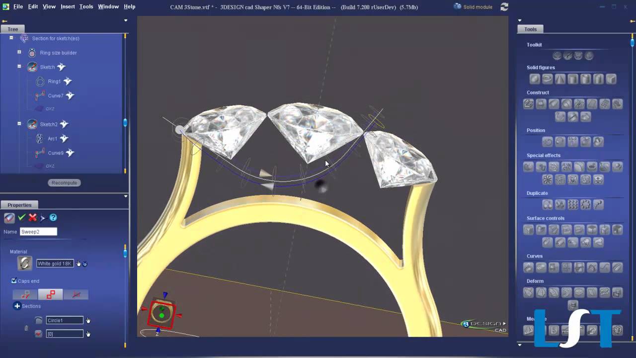 LST 3Design Custom three stone ring