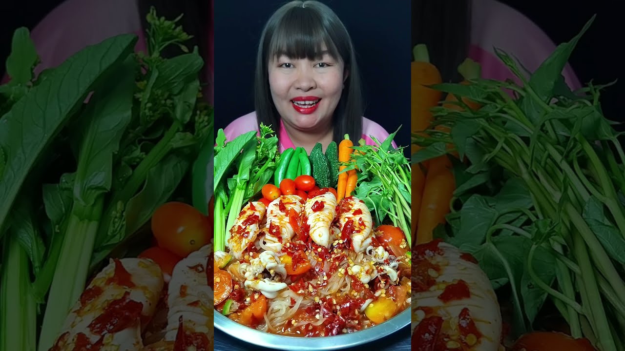 ตำเส้นเล็กใส่หมึกกล้วย เผ็ดแซ่บนัวสุดๆ @ตั้งใจกิน