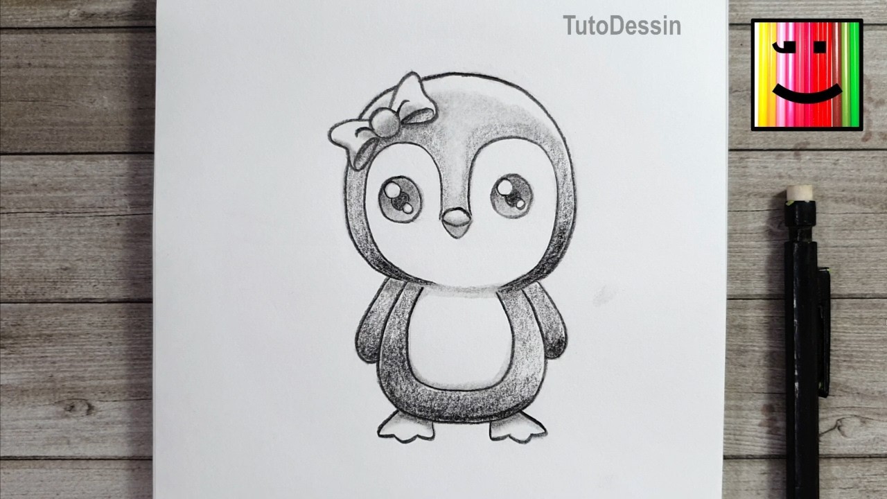 Dessin facile : pingouin étape par étape