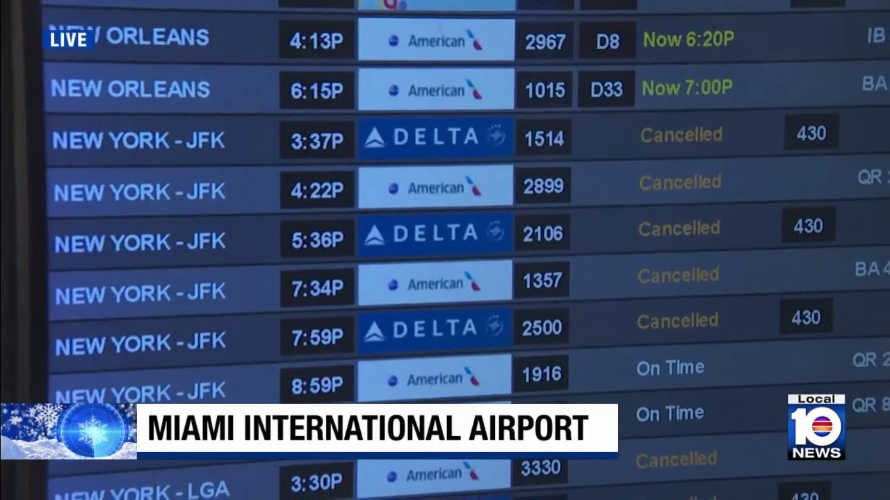 Miami International Airport feels ripple effects of looming northeast blizzard