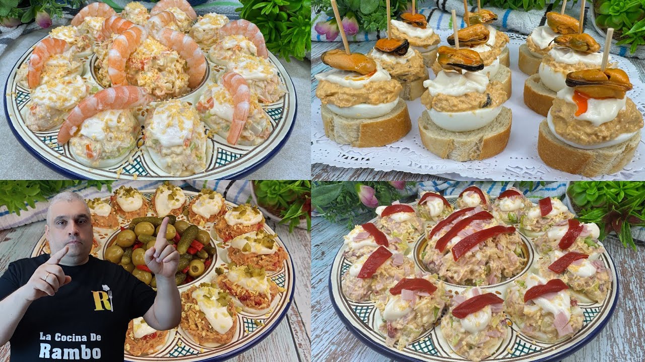 4 Recetas de Huevos Rellenos ¡Nunca había comido Huevos Rellenos tan Brutales! 😋 RECETA DE NAVIDAD 😍
