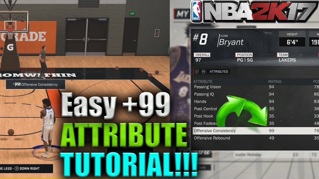NBA 2K17 - Unlimited Stamina And Offensive Consistency Glitch! 99 Attribute Glitch In Under 1 Hour!