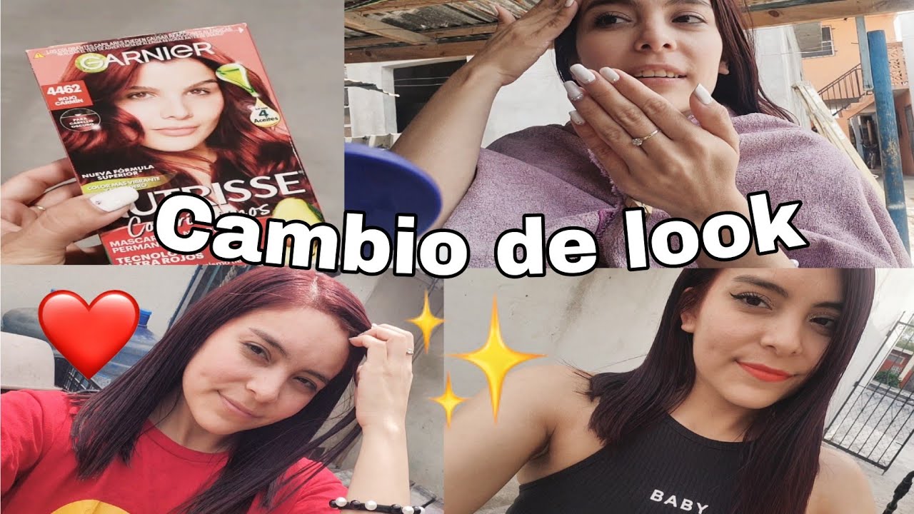 Pintandome el cabello color rojo🍒✨️🤍🎀 Cambio de look #Garnier Rojo Carmín ❤️