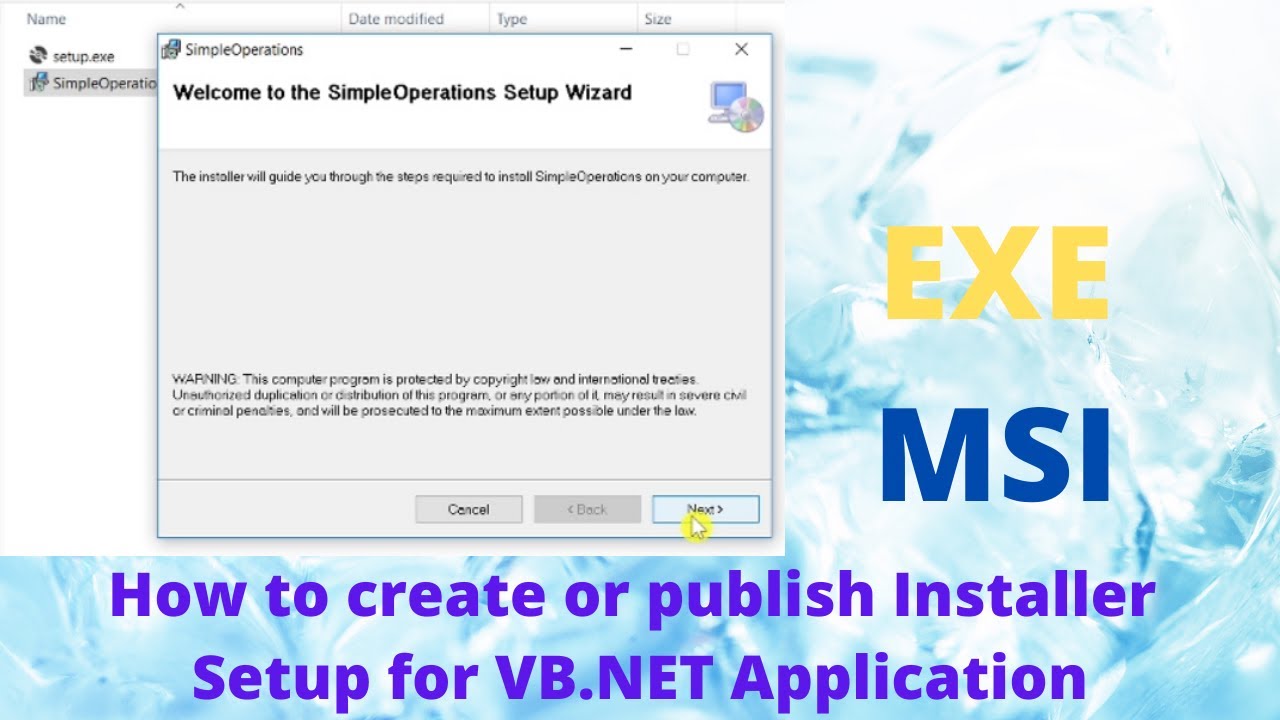 Creating MSI and EXE Installer Setup for VB.NET Application | Visual Studio