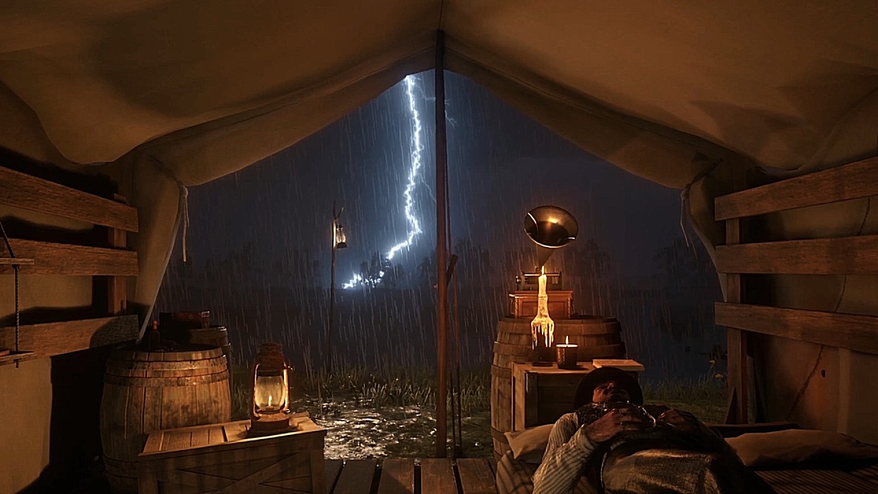 Dutch Sleeps In His Tent During A Thunderstorm | RDR2 ASMR