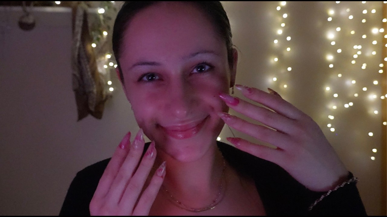 ASMR tracing and over explains my face, inhale whispers, clicky whispers
