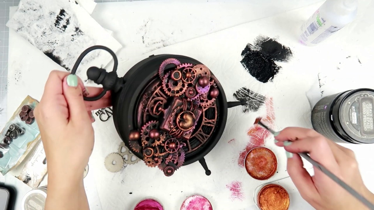 Steampunk altered clock | Art alchemy wax