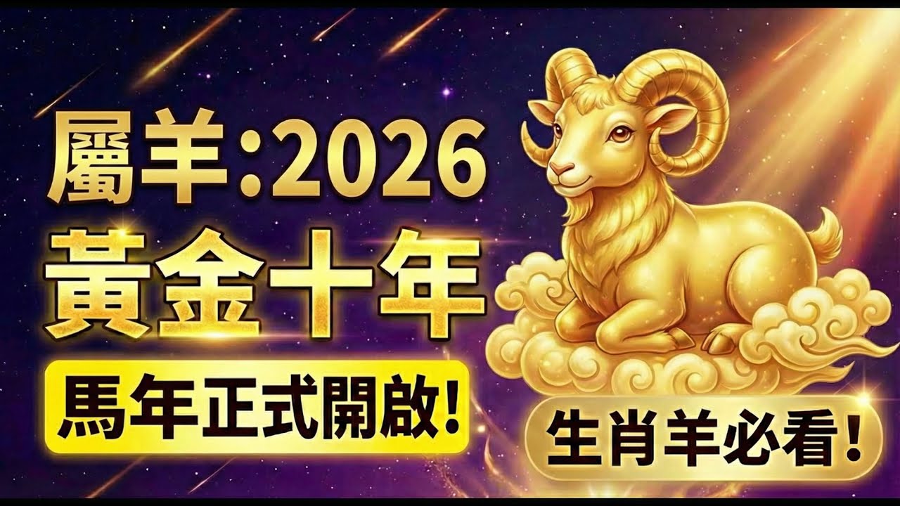 生肖羊注意：2026年起，你的『黃金十年』正式開啟！告別奔波勞碌，後半輩子靠這份財運安穩無憂！#2026屬羊運勢 #生肖羊2026運勢 #屬羊 #財運 #生肖羊 #八字 #風水 #招財 #偏財