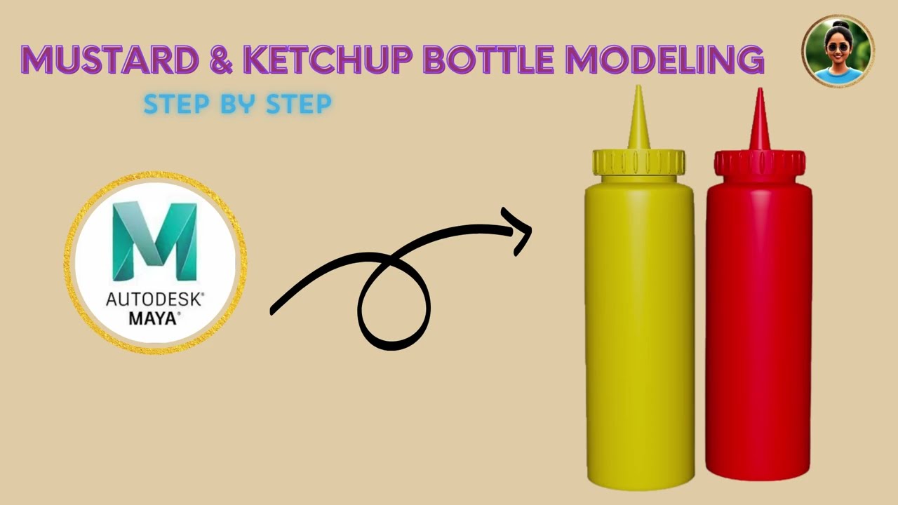 How to Model Realistic Sauce Bottles in Maya | Ketchup & Mustard Bottle 3D Tutorial