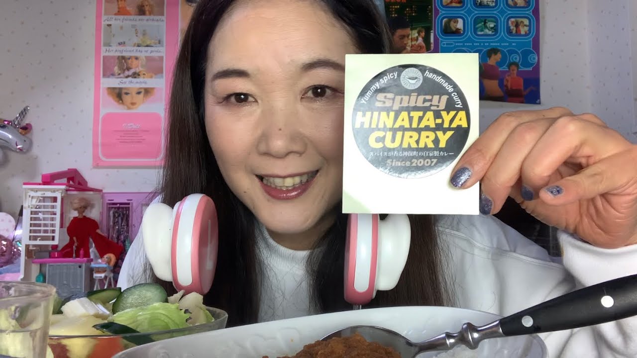 【ASMR】eatingsound👅ヒナタ屋のチキンカレー🍛食べてみた❣️マジ美味しいから、お取り寄せしてみて🥗おまけ、セロリサラダ【咀嚼音】