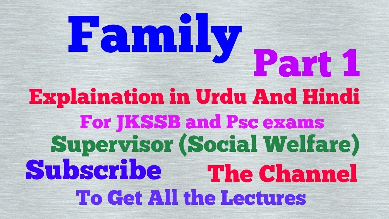 Family  jkssb Supervisor (part 1)