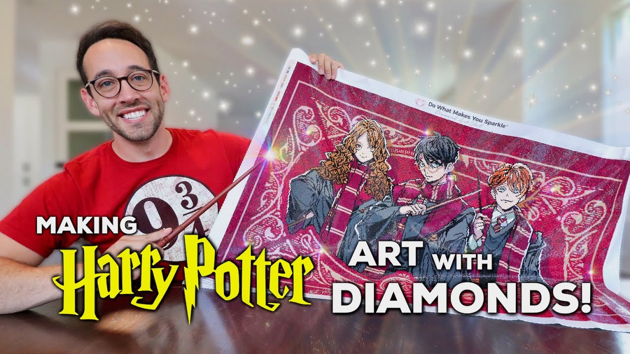 Making Harry Potter Art with DIAMONDS | The Golden Trio | Diamond Art Club