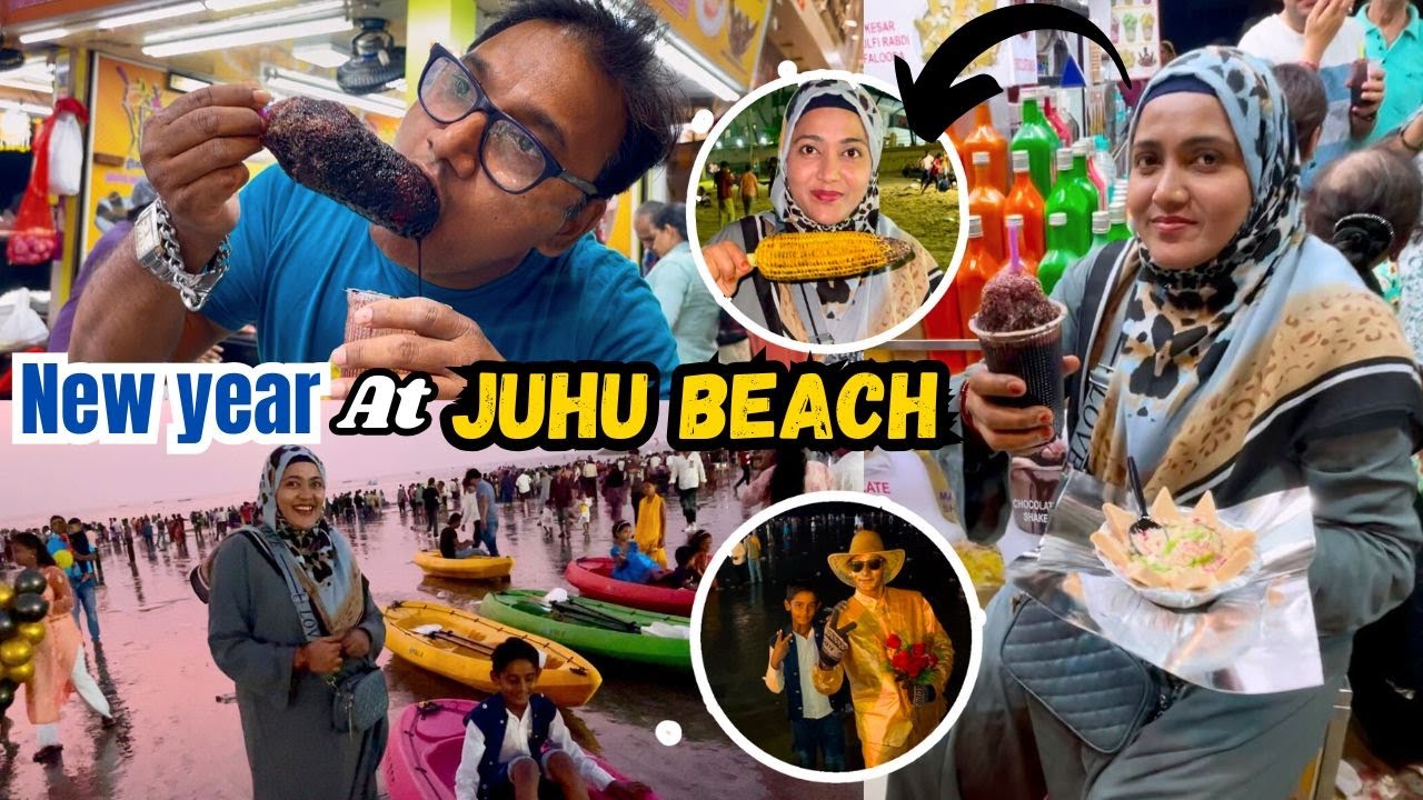 |• New Year at Mumbai Juhu Beach | Bahot Maza Aaya Saal Ka pehle din gye ghumne | Vlog 2024 •|