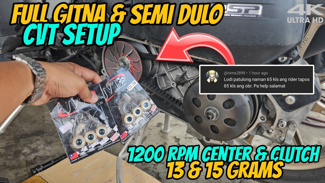 CLICK V3 CVT TUNING USING 1200 RPM CLUTCH &  CENTER SPRING + 13 & 15 GRAMS FLY BALL - FULL GITNA