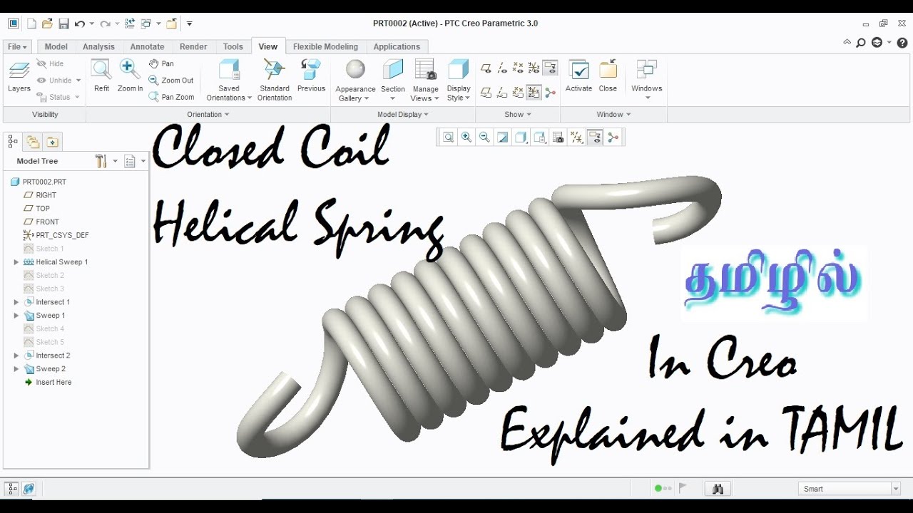 Closed Coil Helical Spring | Creo | Explained in Tamil