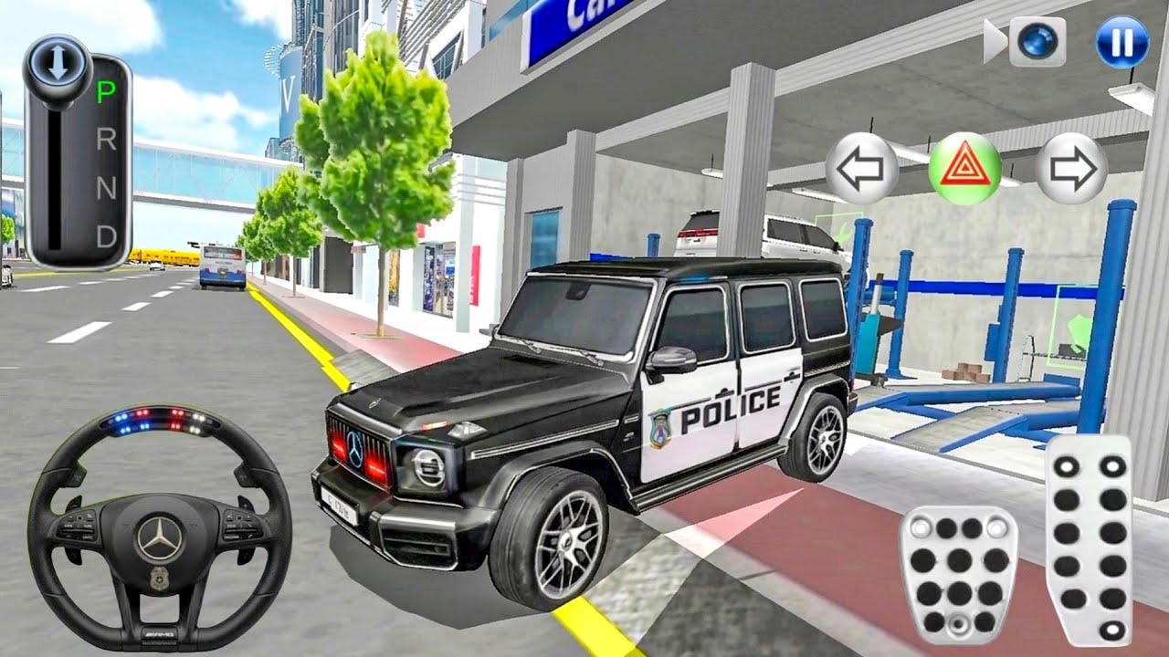 New Police Mercedes Gwagen car Stuck in Auto Repair Shop- 3D Driving Class car game 
