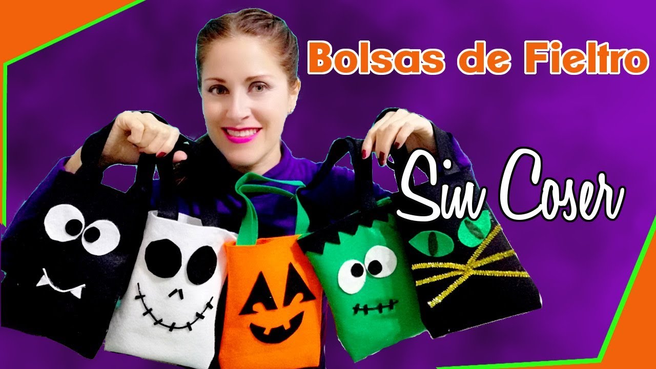 DIY DULCEROS HALLOWEEN FIELTRO SIN COSER / COMO HACER BOLSAS DE DULCES