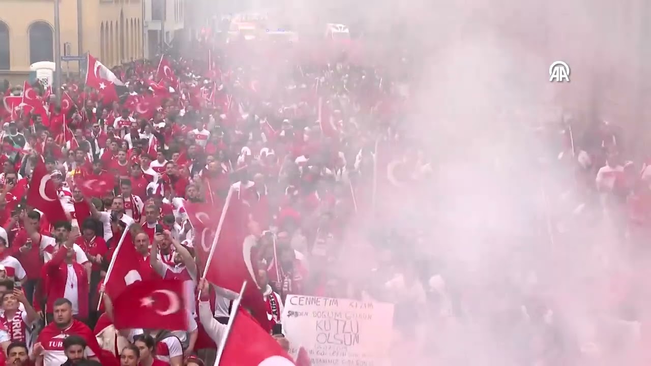 Thousands of Turkish fans march to Leipzig Stadium ahead Austria match