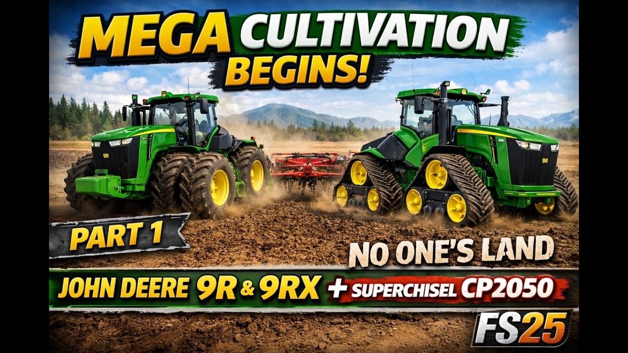MEGA Cultivation Begins! 🚜 John Deere 9R & 9RX + SuperChisel CP2050 | No One’s Land | FS25 | Part 1