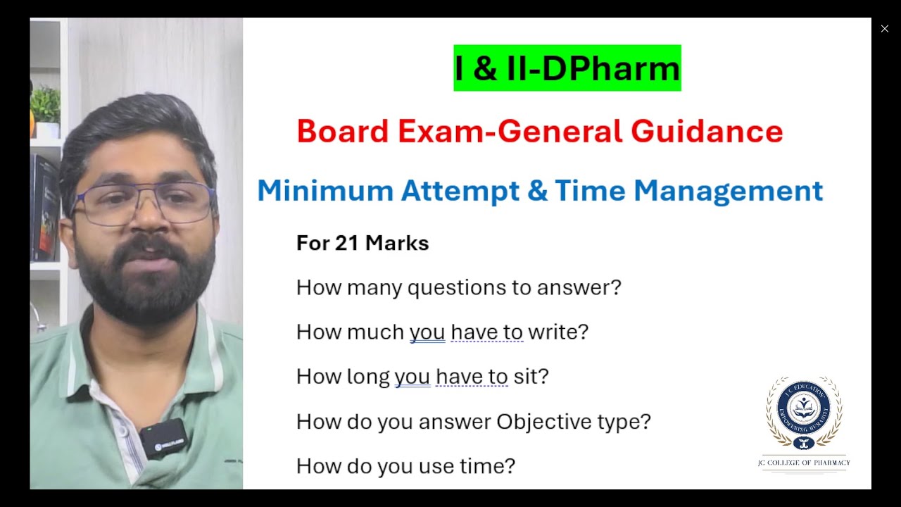 DPharm Board Exam General Guidance- Minimum Attempt & Time Management Kannada