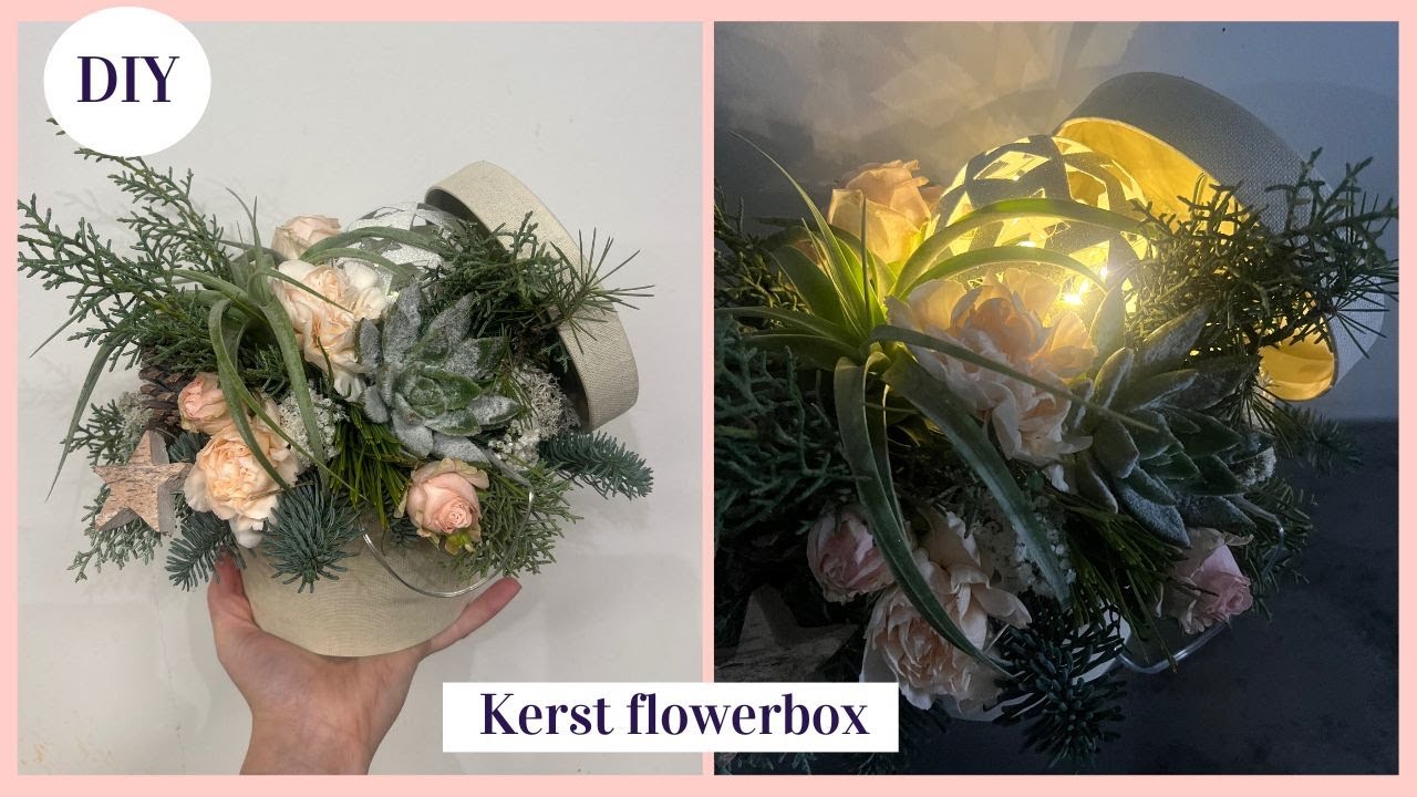 Kerst flowerbox 🎁🎄✨|  Cursus Bloemschikken #330 | Carlein Tukkers | Kerstbloemstuk