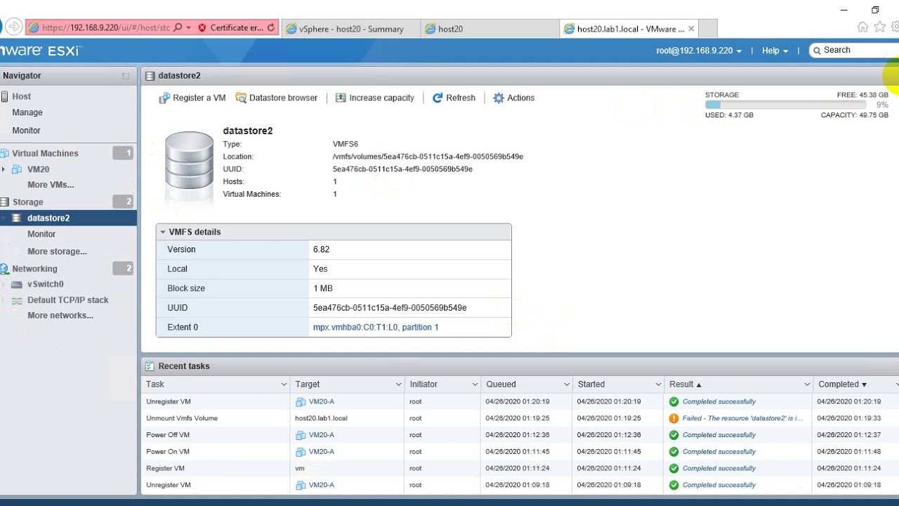 LAB16: Storage: Remove Datastore