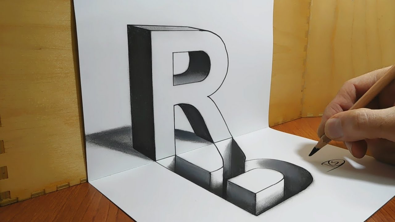 3D Trick Art on Paper, Letter R and its Hole