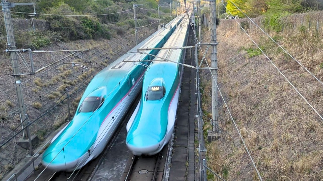 高速通過！！トンネル出口とスリル満点なE5系はやぶさの交差【那須塩原駅と矢板】