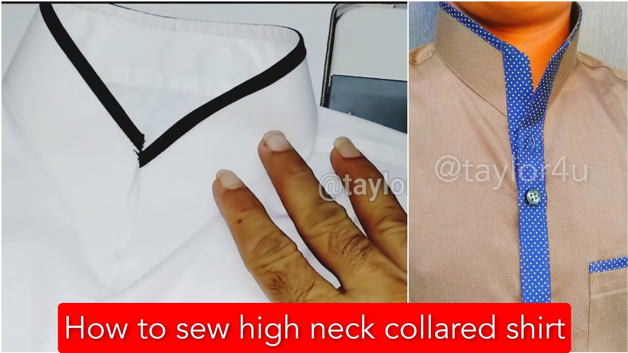 sewing shirt high neck collar | Complete full sleeve shirt stitching | piping design