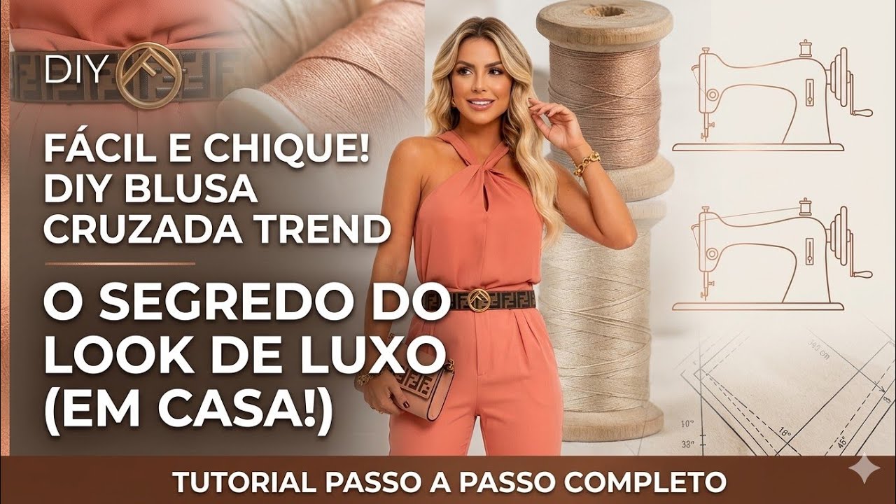 ✅️ DIY Blusa F&aacute;cil Cruzada no Pesco&ccedil;o_Costura f&aacute;cil passo a passo para iniciantes Gisleide Novelo