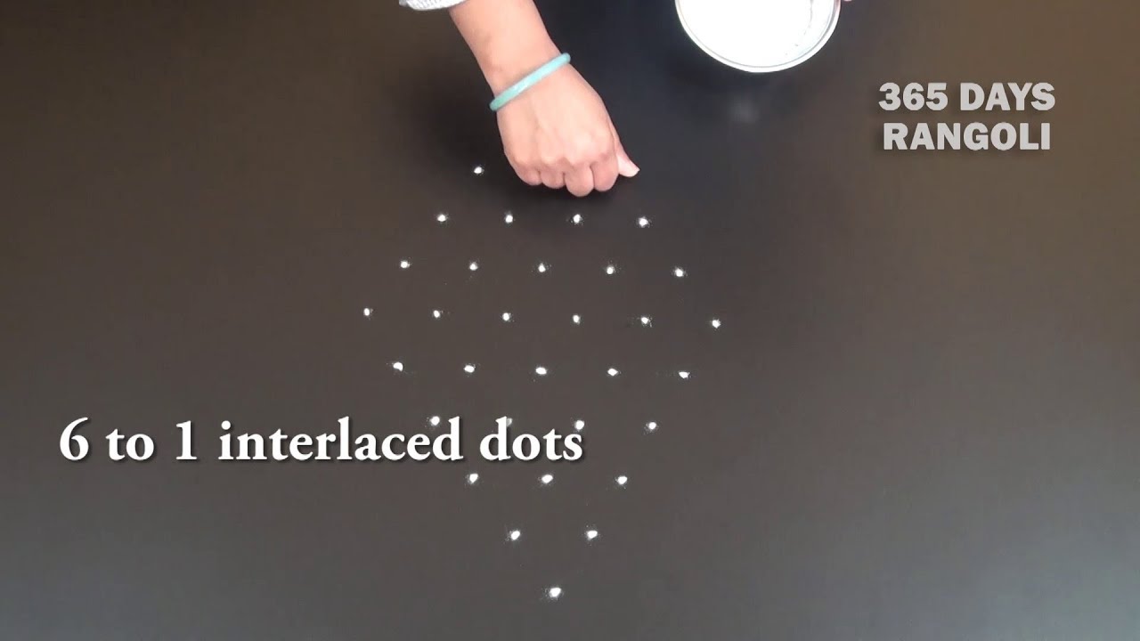 Beginners padi kolam design with 6 dots* how to draw padi kolam with dots* 6 dots kolam