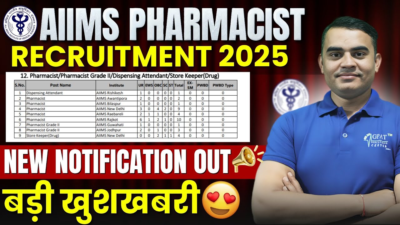 Набор фармацевтов в AIIMS 2025 | Новое уведомление! 🔥 Большое обновление для студентов-фармацевтов