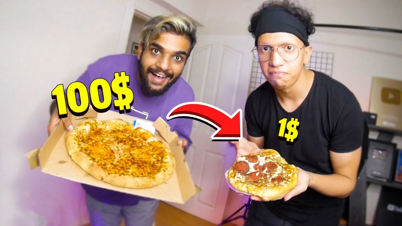 مسابقة افضل بيتزا بسعر 100$ ضد بيتزا 1$ مع اليوتيوبر ايفار !!