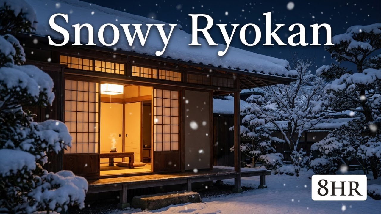 Winter Night Japanese Ryokan – 8 Hour Relaxing Winter Ambience for Sleep, Study & Meditation