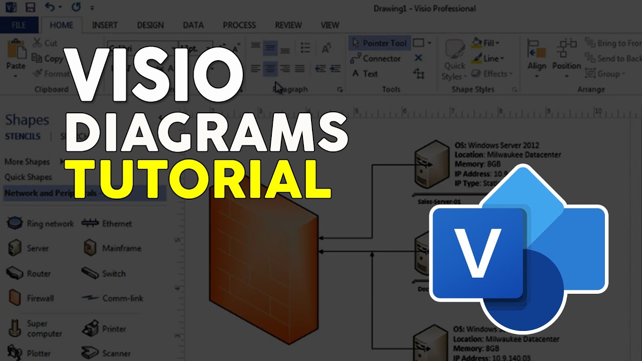 VISIO DIAGRAMS TUTORIAL: Process Flow, Org Chart, Floor Plan, Network Architecture