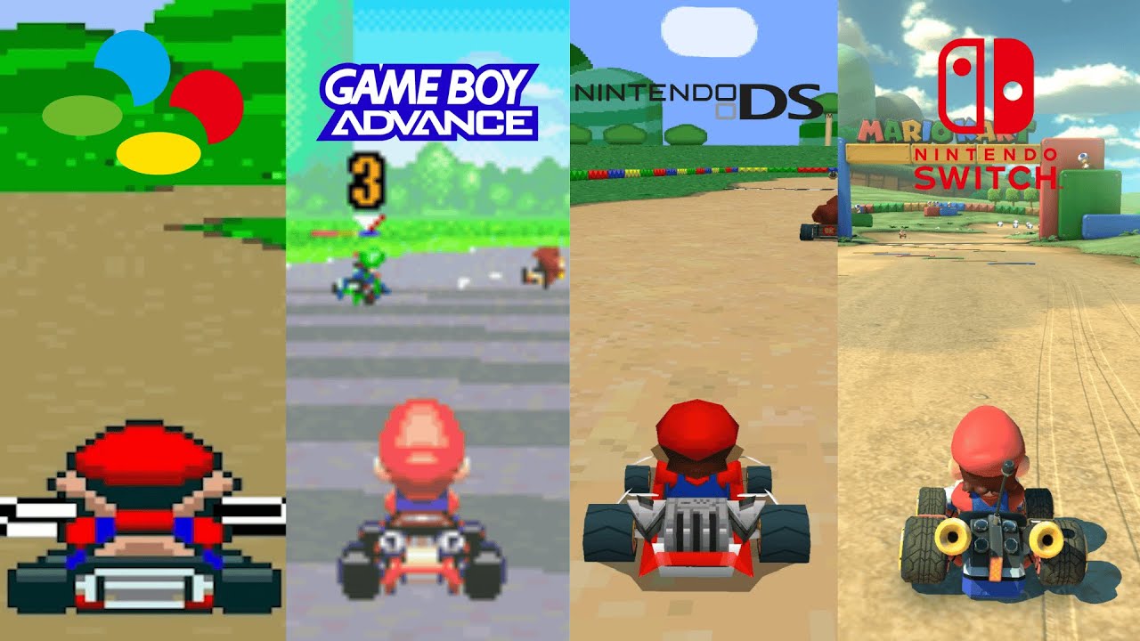 Evolution of Donut Plains in Mario Kart (1992-2025)