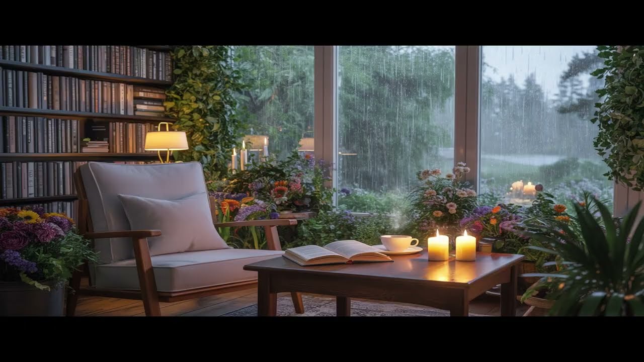4 Hours of Cozy Rainy Day Reading Nook 🌧️📚 Rain on Window, Relaxing Soundscape for Study, Sleep