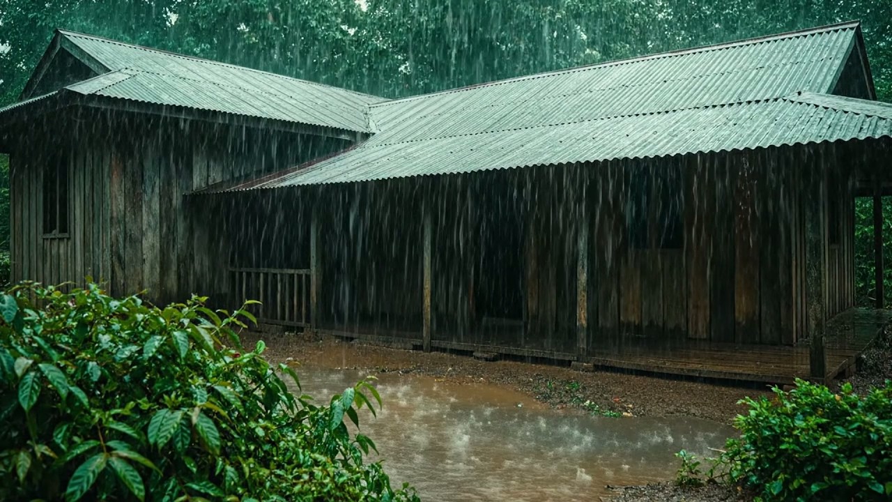 Leicht einschlafen in 2 Min: Kraftvoller Regen auf Metalldach & mächtiger Donner in Sturmnacht