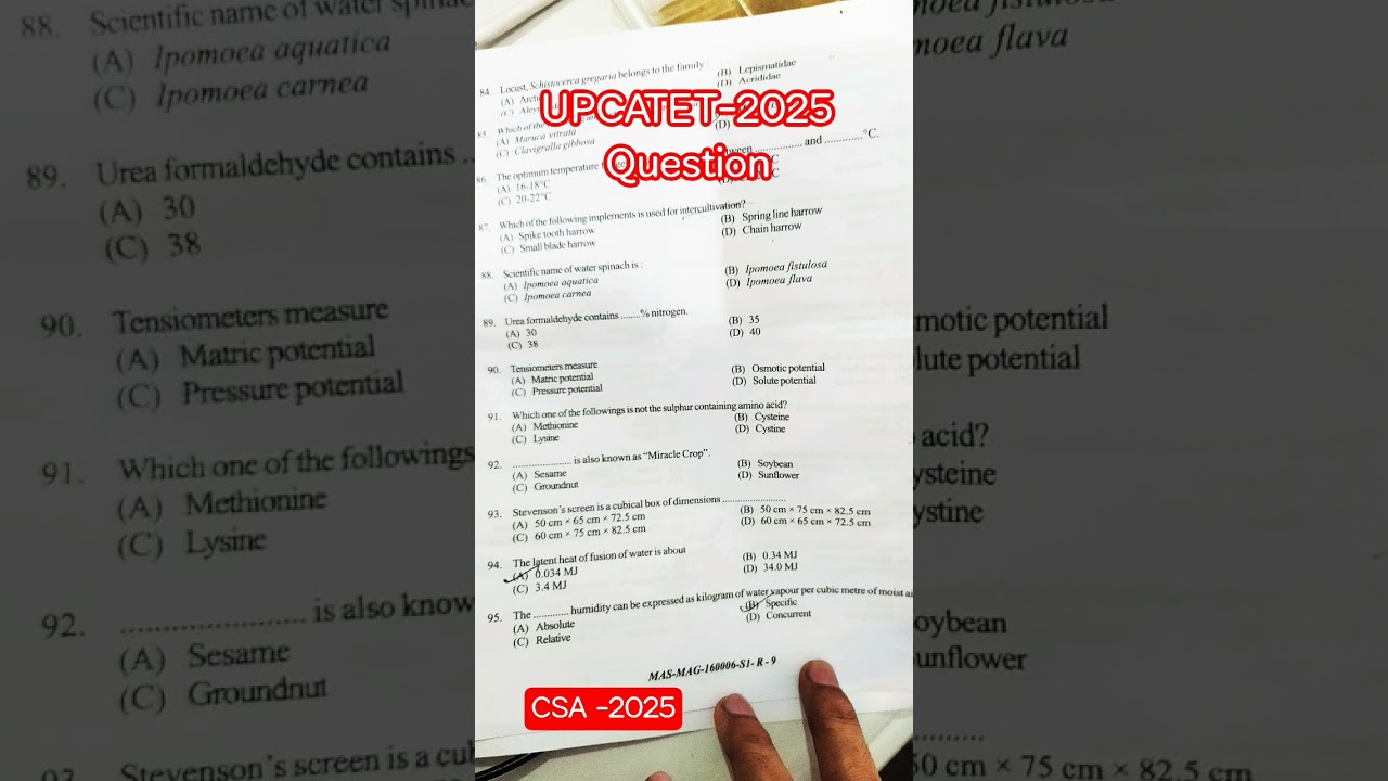UPCATET 2025 QUESTION PAPER | CSA 2025 | #upcatet2025