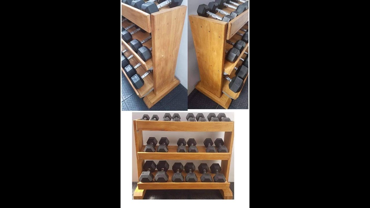 Wooden 3 - Tier Dumbbell Rack DIY Woodworking