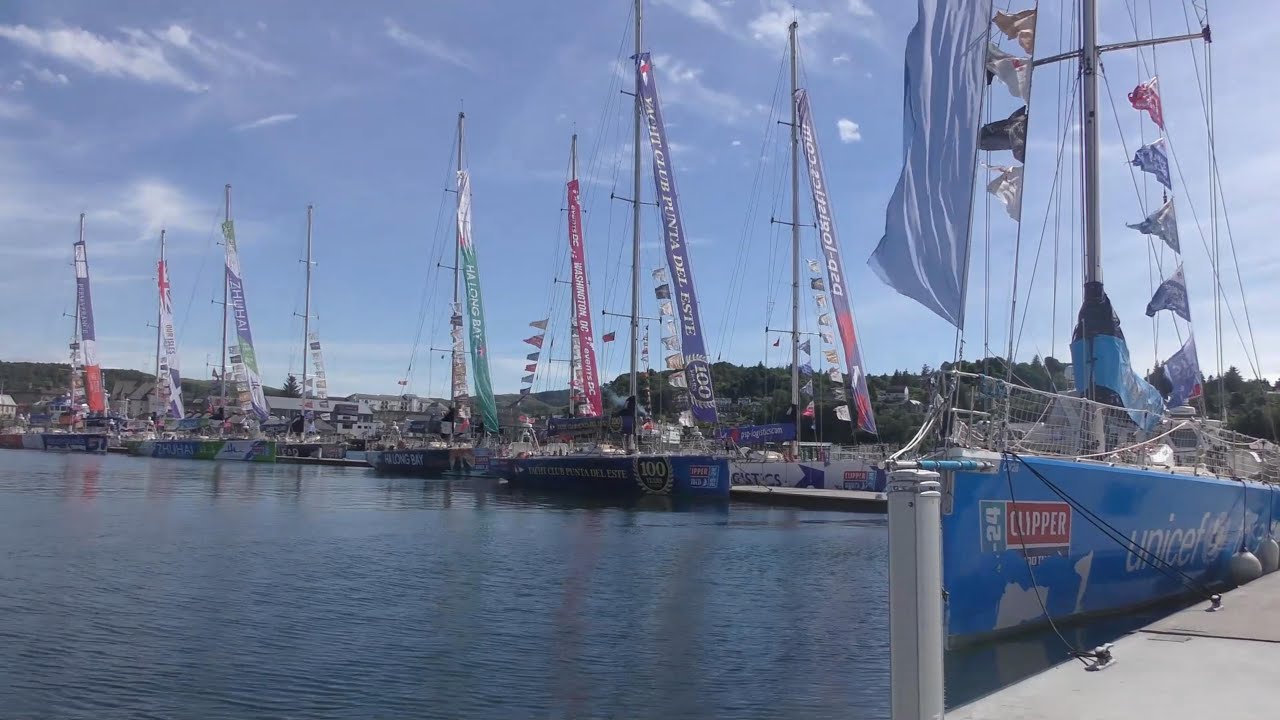 Exulans cruising from Carsaig Bay to Oban. Visiting Clipper Round the World Race 2024 yachts.