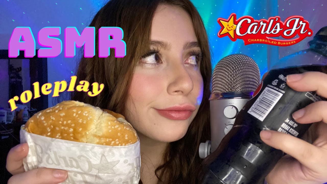 ASMR en español ROLEPLAY Tu novio trae comida para la cena - ASMR comiendo HAMBURGUESA de CARL'S JR